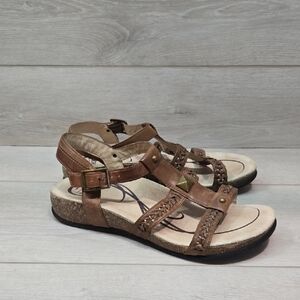 Abeo Women Leather Brown Leather Wedge Sandals Shoes 9